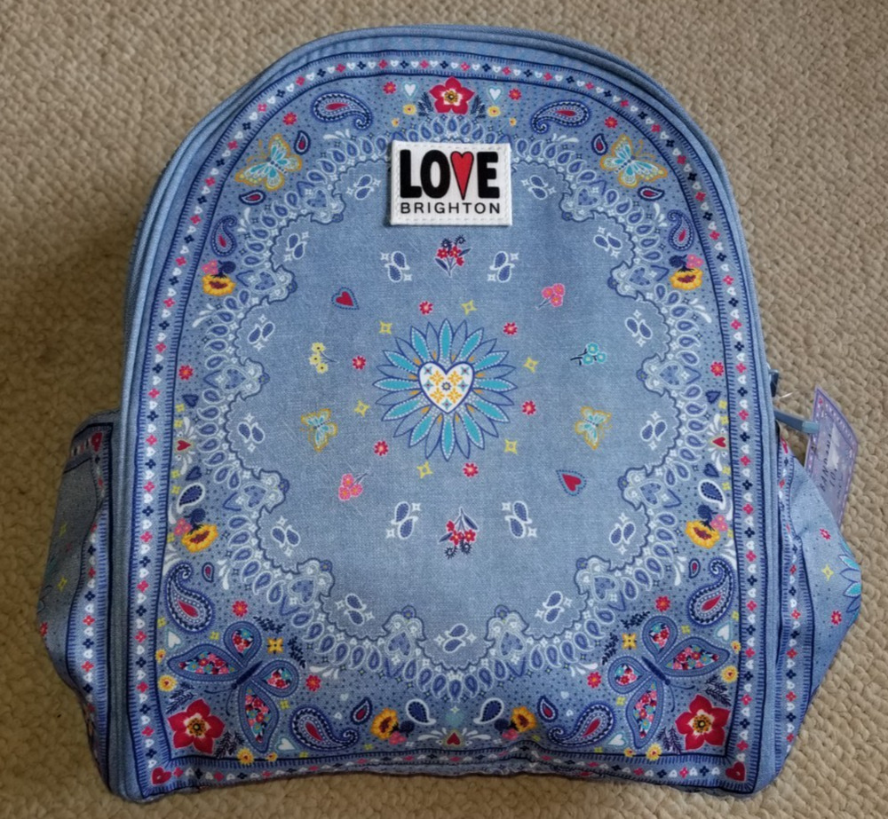 NWT $150 Womens Purse-BRIGHTON-blue 'Bandana Love Backpack'